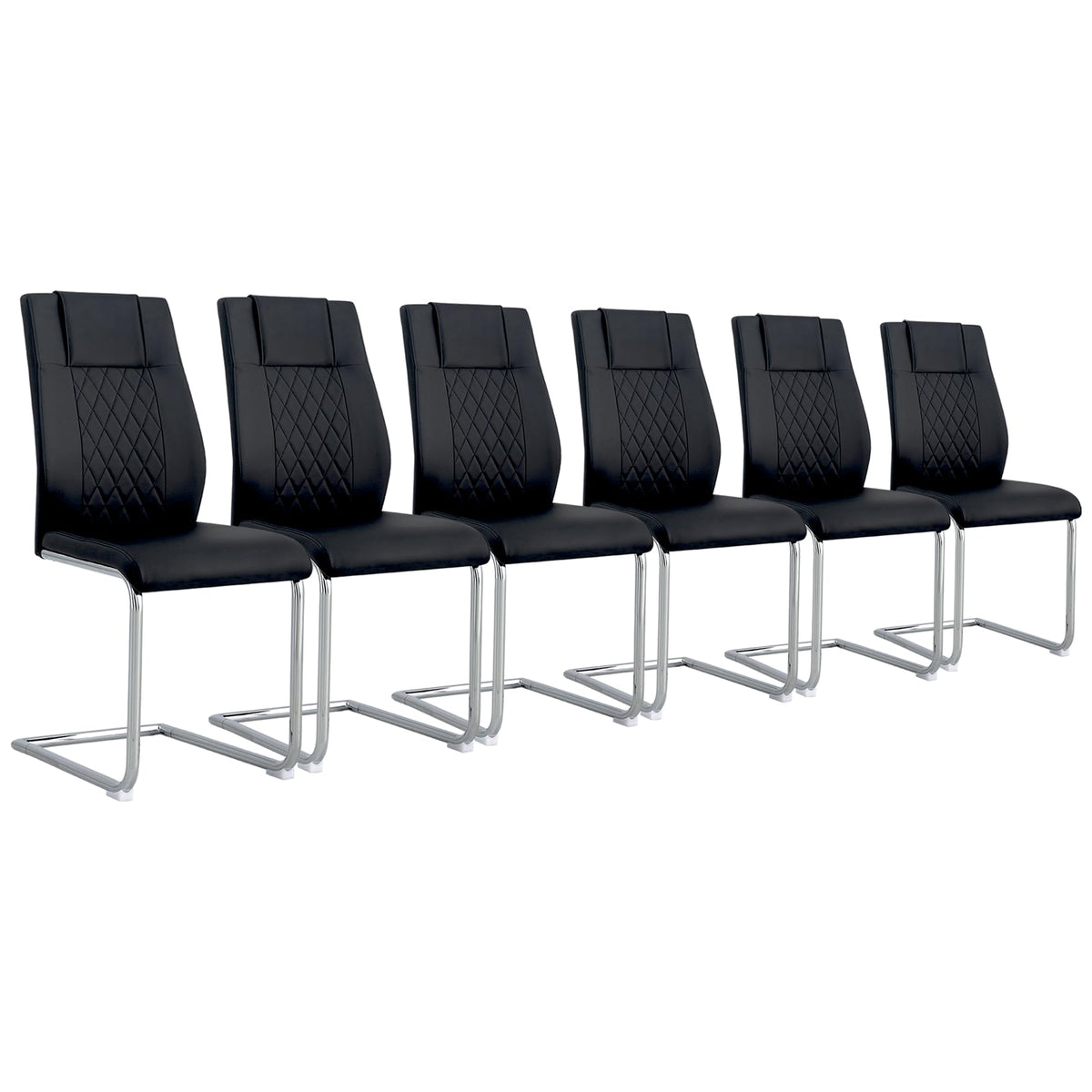 Black Faux Leather Dining Chairs Set 6 Z368198