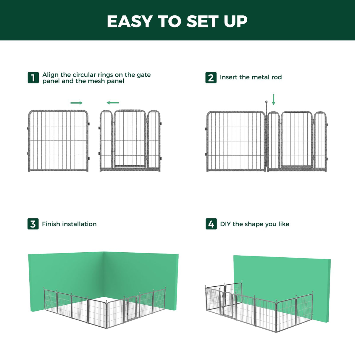 24" H 16 Panels Dog Playpen M800602