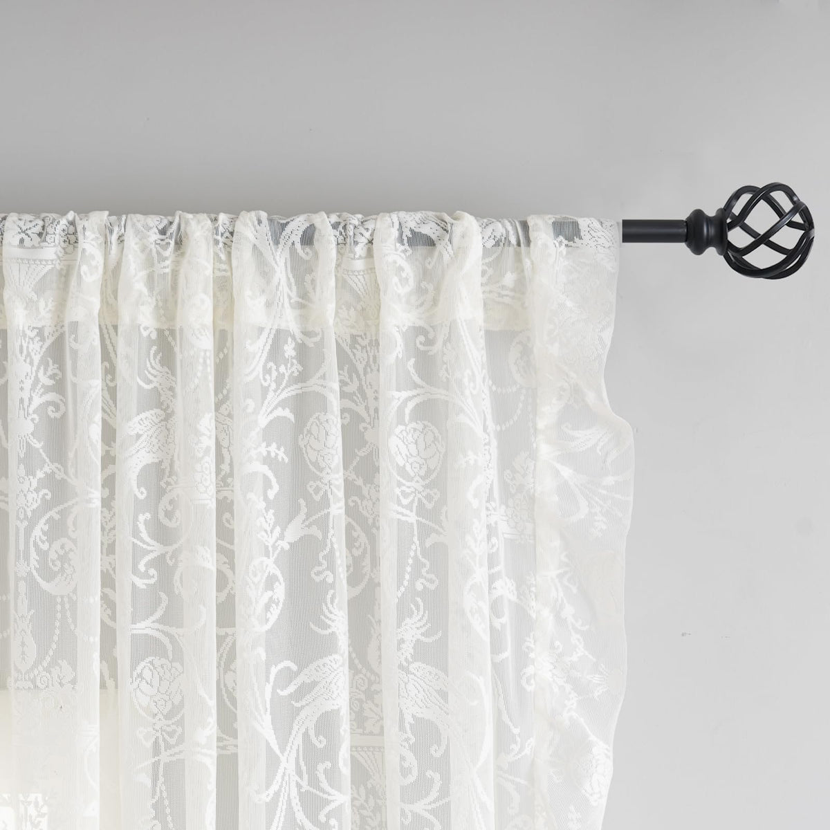 Lace Ruffle Sheer Curtains 2 Panels 59 x 72 Inch K209
