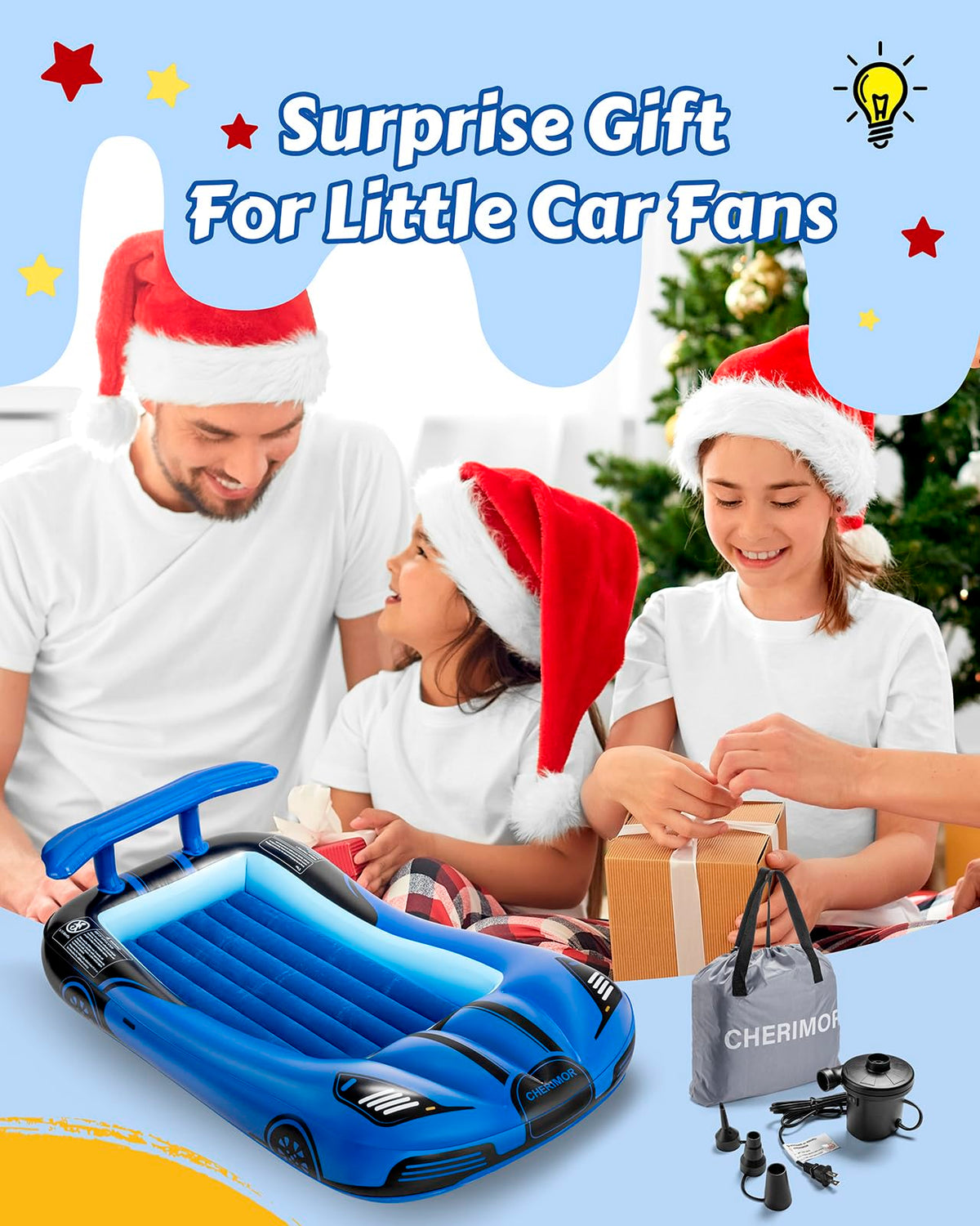 Inflatable Toddler Travel Bed with Safety Bumpers & Auto Pump V903