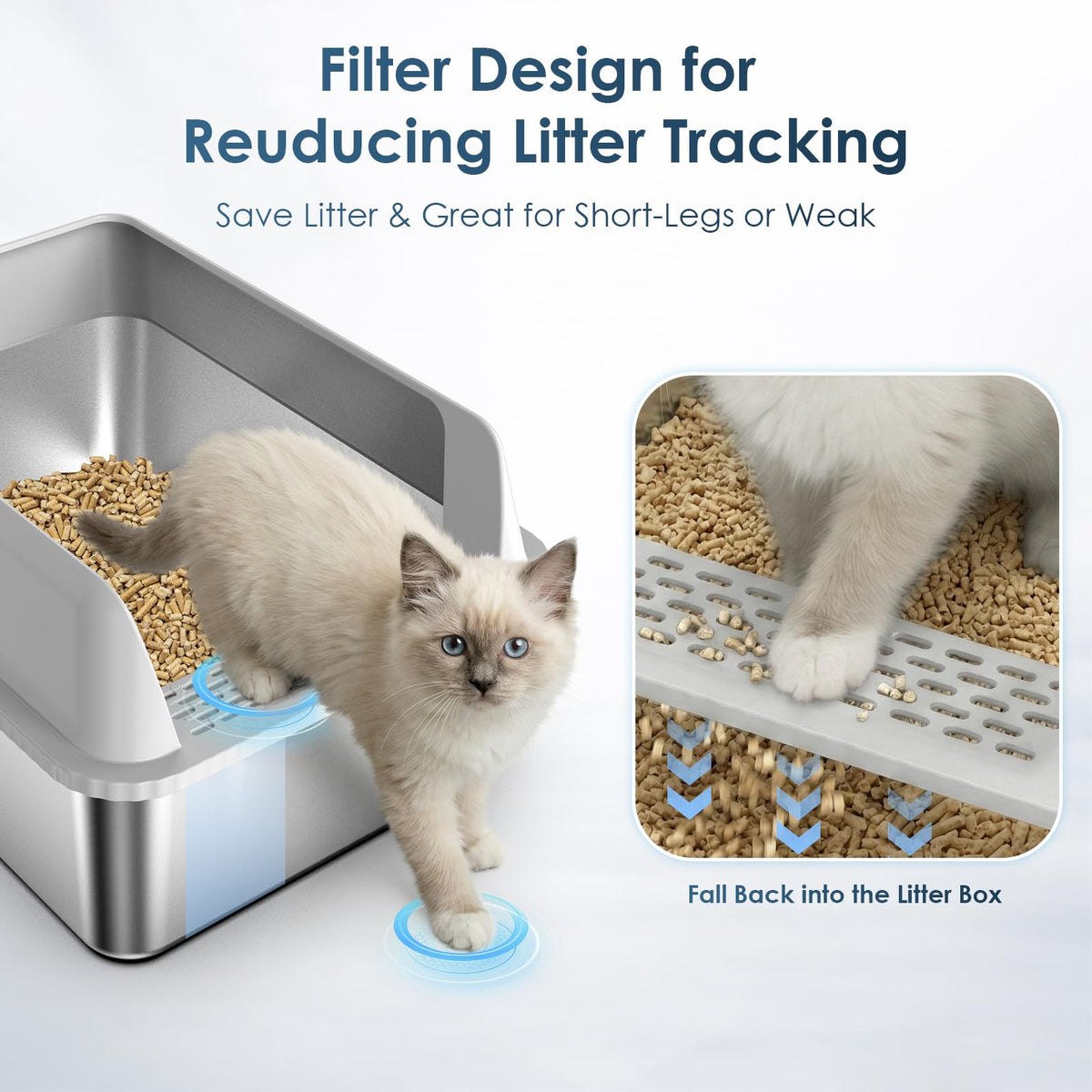 Enclosed Stainless Steel Sifting Litter Box Y56186