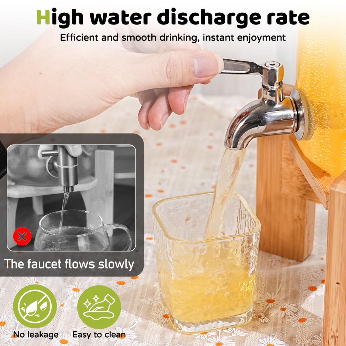 2.2 Gallon Glass Drink Dispenser with Wood Stand X96574