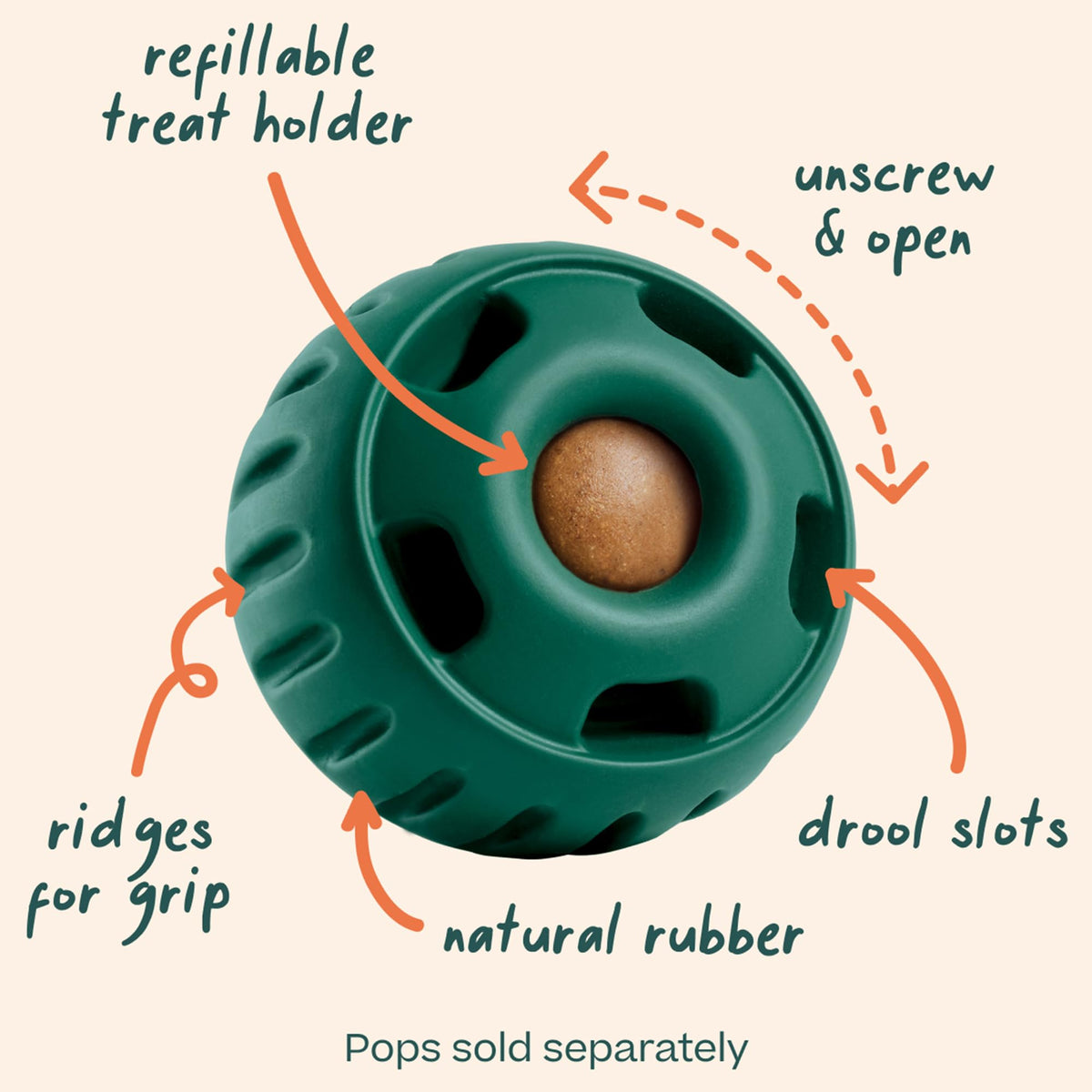 Interactive Dog Ball Toy 25-75 lbs Green B97621