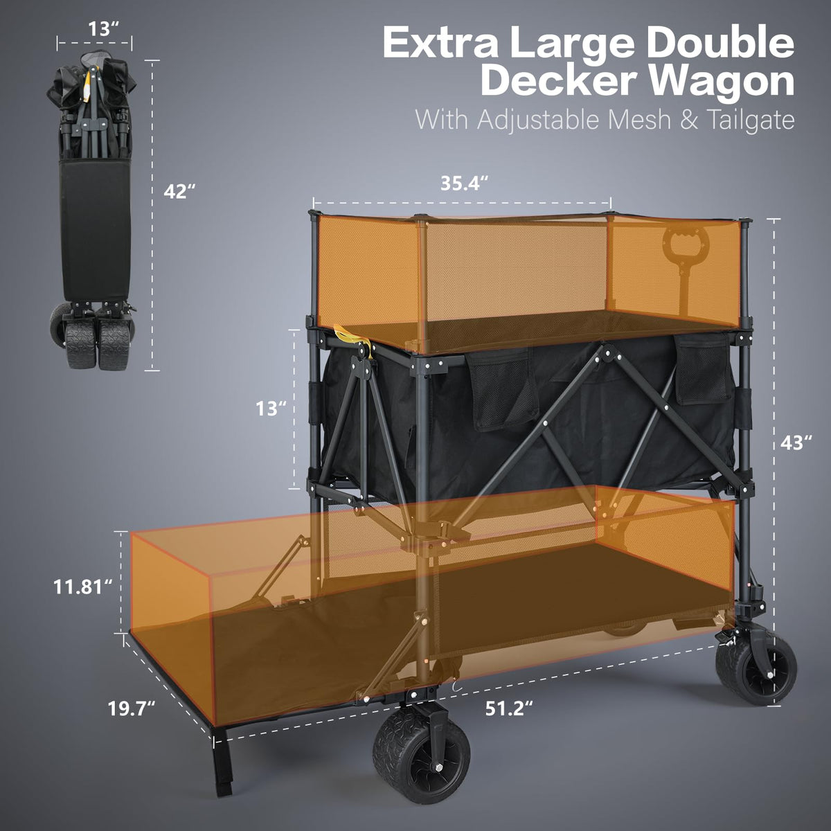 600L Foldable Collapsible Wagon Cart with Wheels E54204
