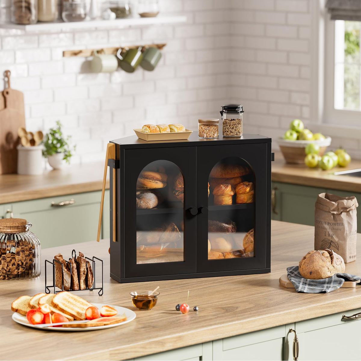 2 Tier Corner Bread Box with Acrylic Door J685