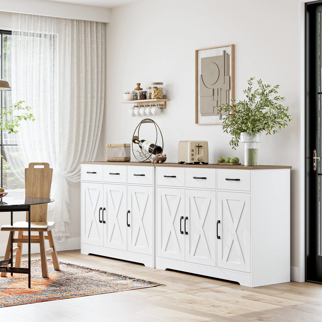 White Kitchen Buffet Cabinet with Storage Y866