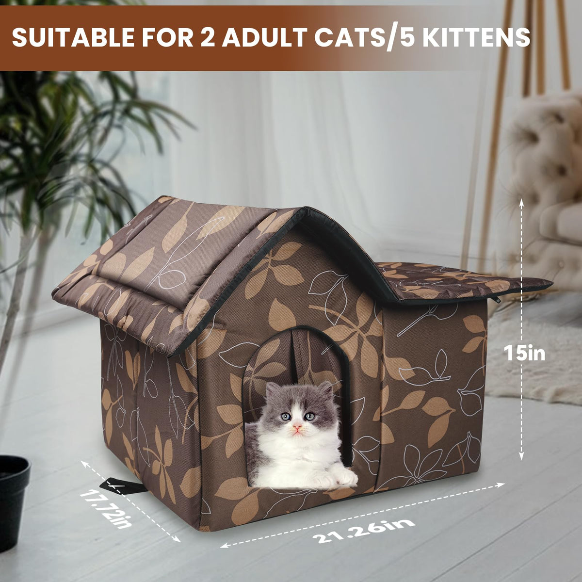 Weatherproof Collapsible Outdoor Cat House with Mat O421