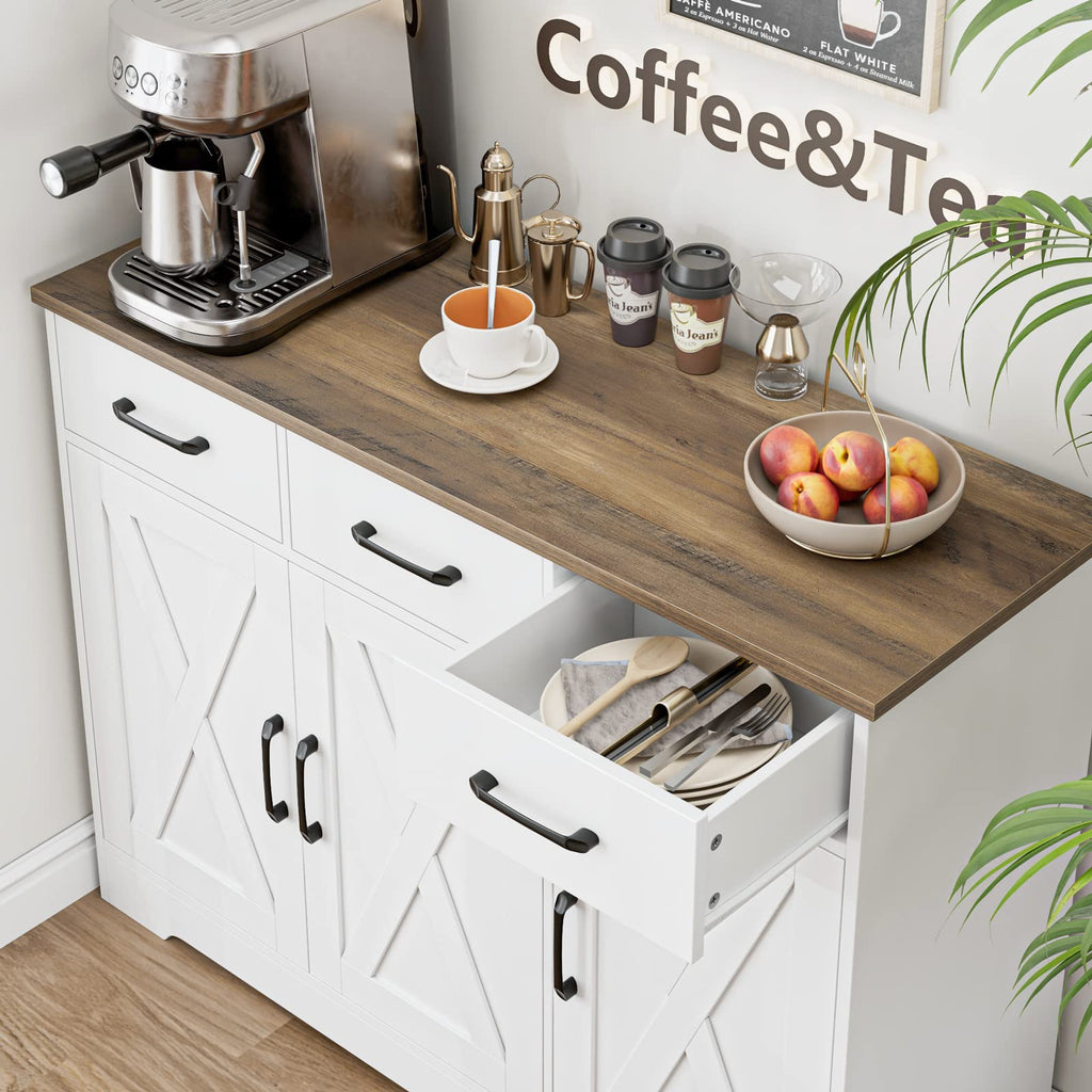 White Kitchen Buffet Cabinet with Storage Y866