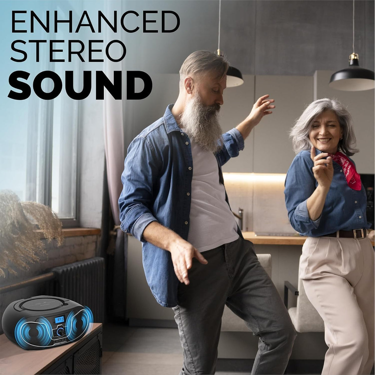 Portable CD Player Boombox with Bluetooth, FM Radio, USB Playback & AUX Input E948