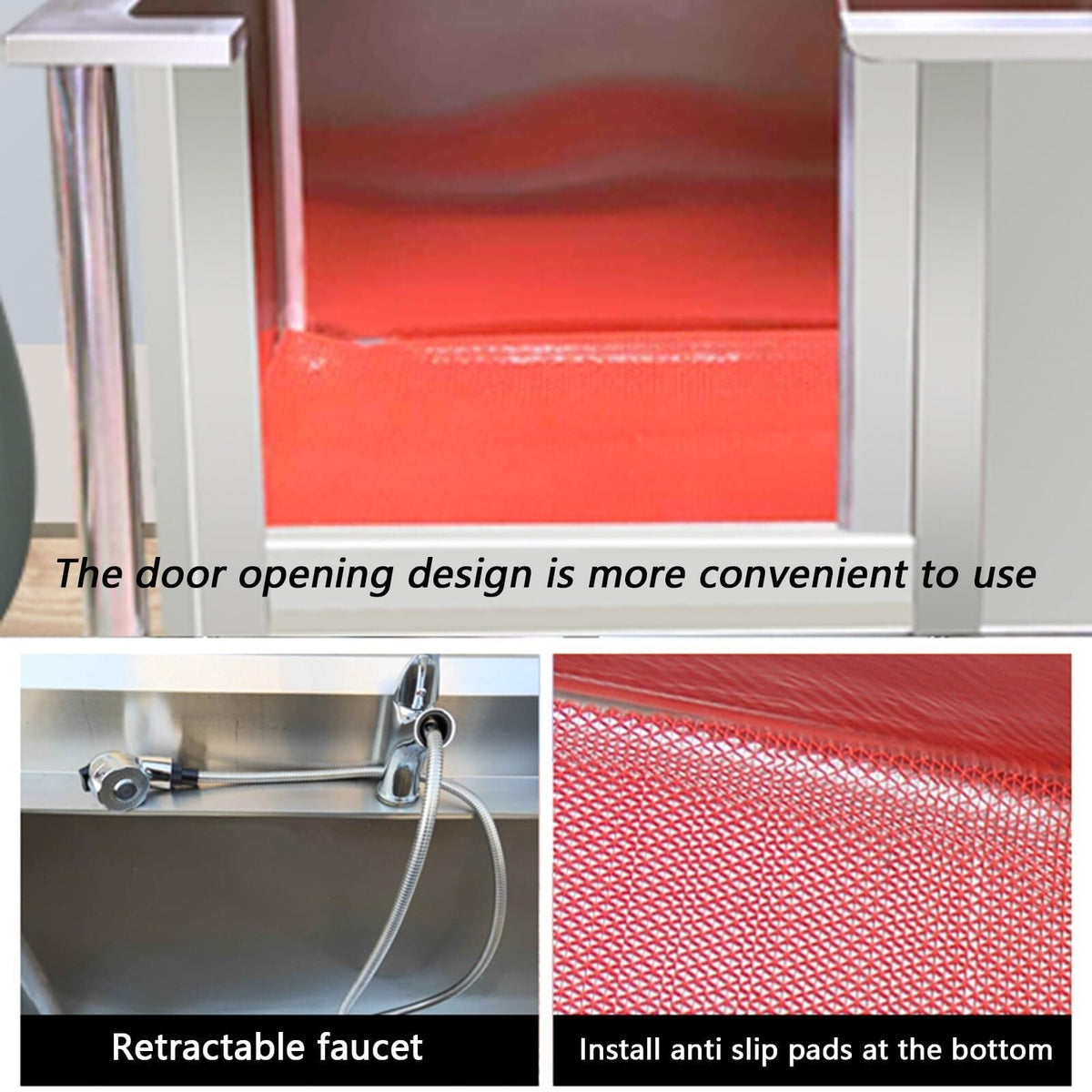 Stainless Steel Dog Grooming Bathtub with Faucet W53460
