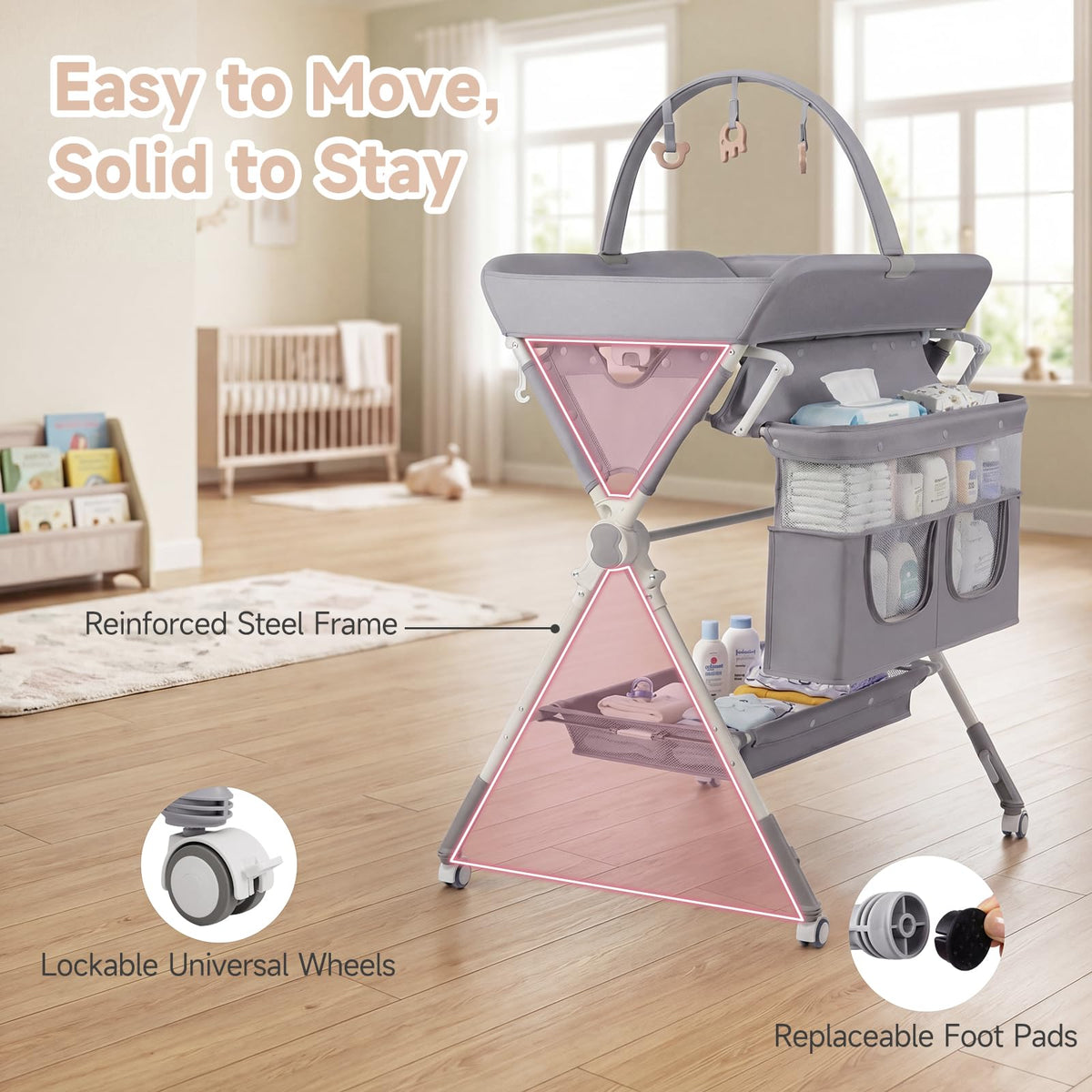 Portable Baby Changing Table with Wheels T20053