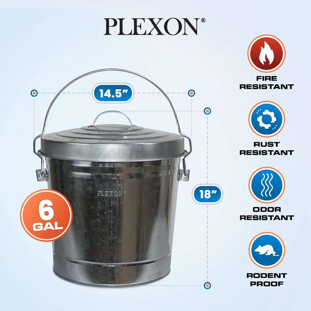 6 Gallon Galvanized Metal Trash Can with Lid J752412
