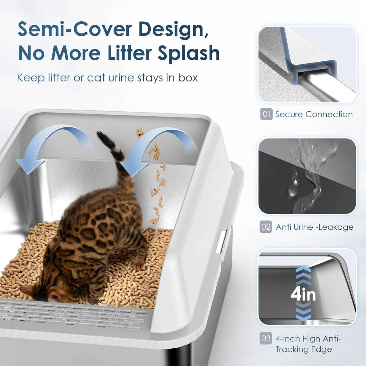 Enclosed Stainless Steel Sifting Litter Box Y56186