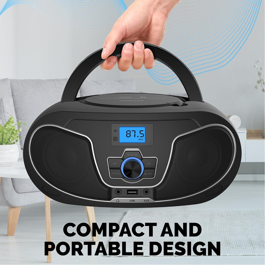 Portable CD Player Boombox with Bluetooth, FM Radio, USB Playback & AUX Input E948