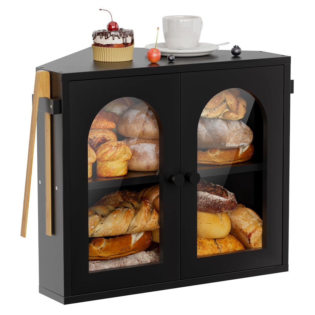 2 Tier Corner Bread Box with Acrylic Door J685
