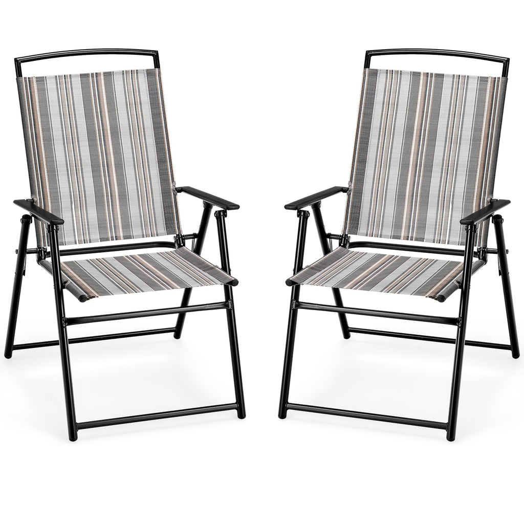 Patio Chairs Set of 2 Folding Armrests Metal Frame R669246
