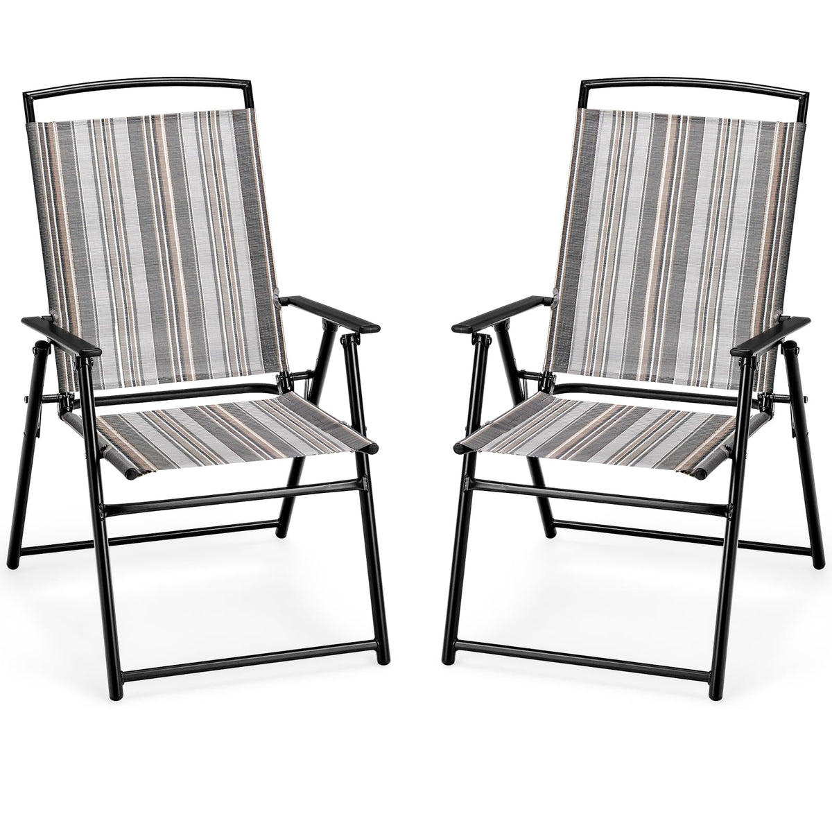 Patio Chairs Set of 2 Folding Armrests Metal Frame R669246