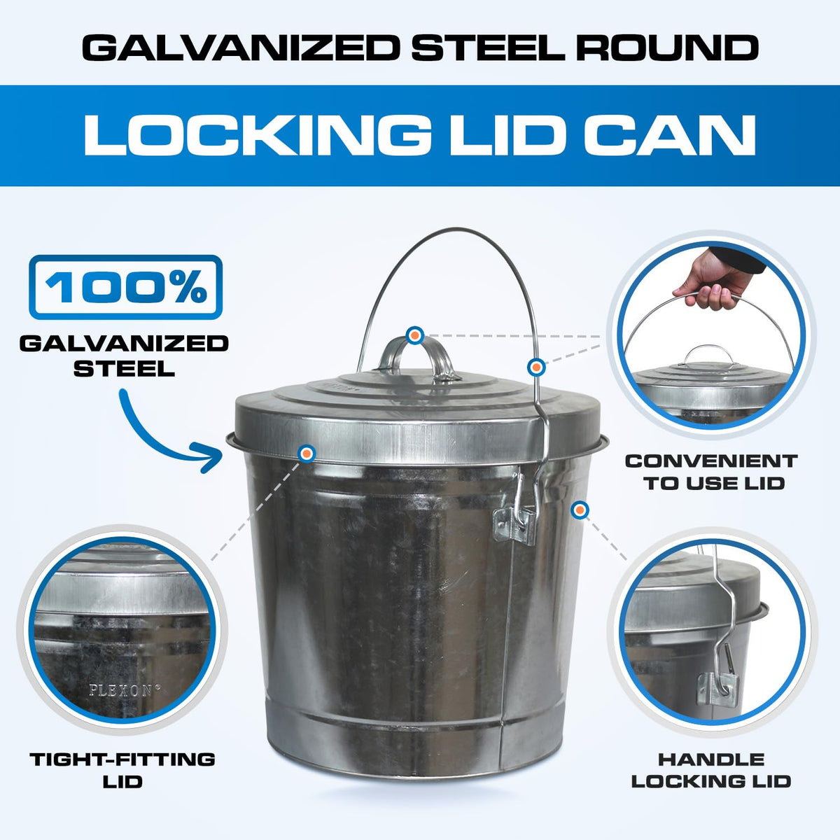 6 Gallon Galvanized Metal Trash Can with Lid J752412