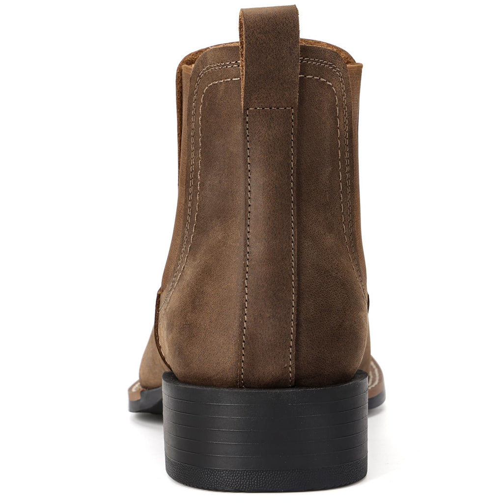 Western Cowboy Boots Square Toe Chelsea Ankle Boots A6590