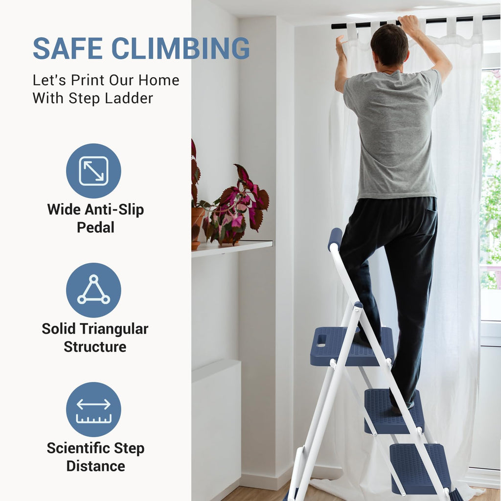 3 Step Anti-Slip Handrail 500lbs Step Ladder N98468