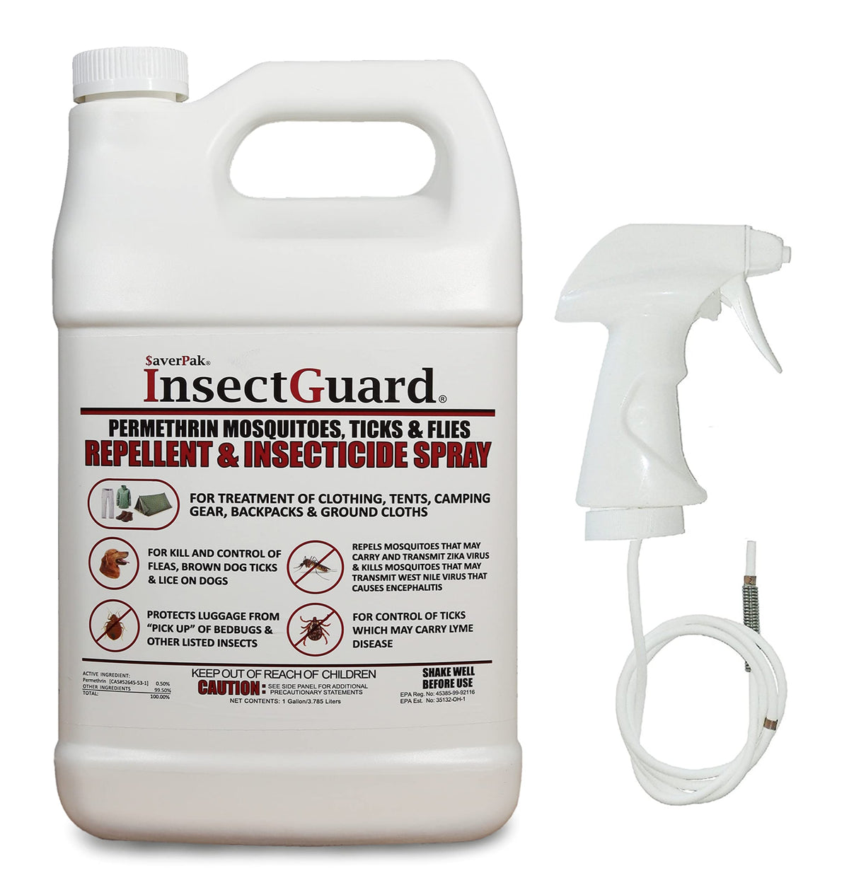 Permethrin Mosquitoes, Ticks and Flies Repellent & Insecticide Spray Gallon (128oz) P286