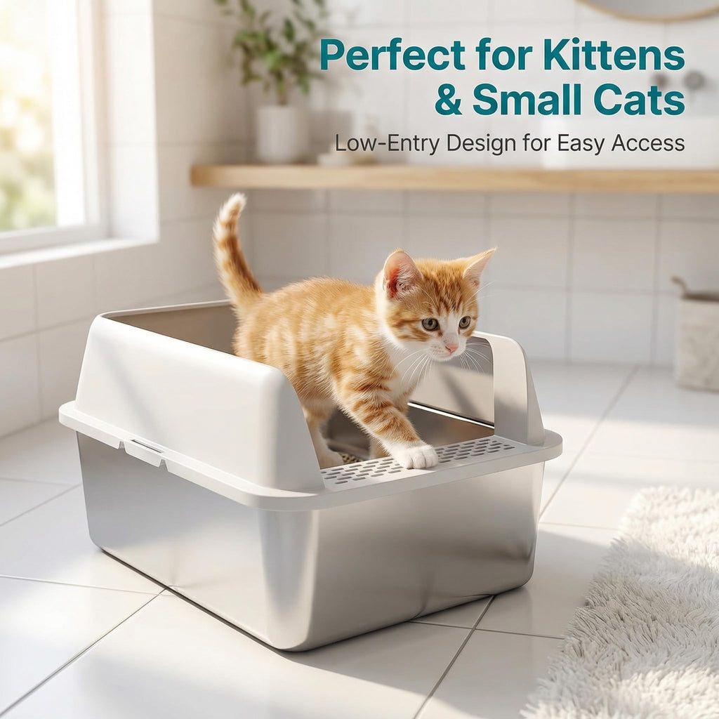 Enclosed Stainless Steel Sifting Litter Box Y56186
