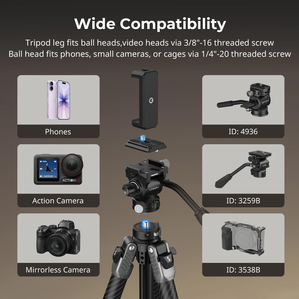 Carbon Fiber Video Tripod with Fluid Head A455