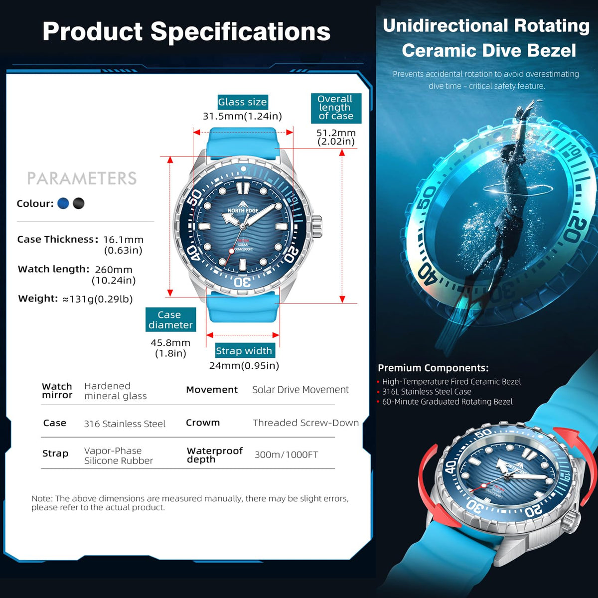 300M Water Resistant Stainless Steel Quartz Analog Watch P54542