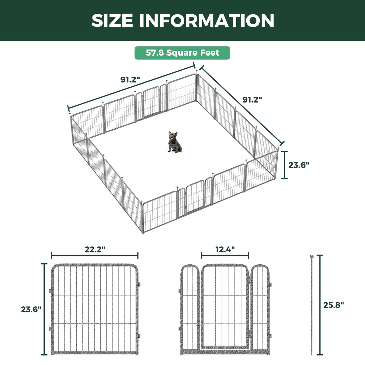 24" H 16 Panels Dog Playpen M800602