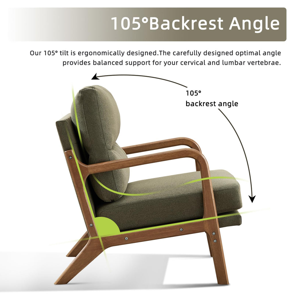 Mid Century Modern Linen Accent Chair Set of 2 I7491
