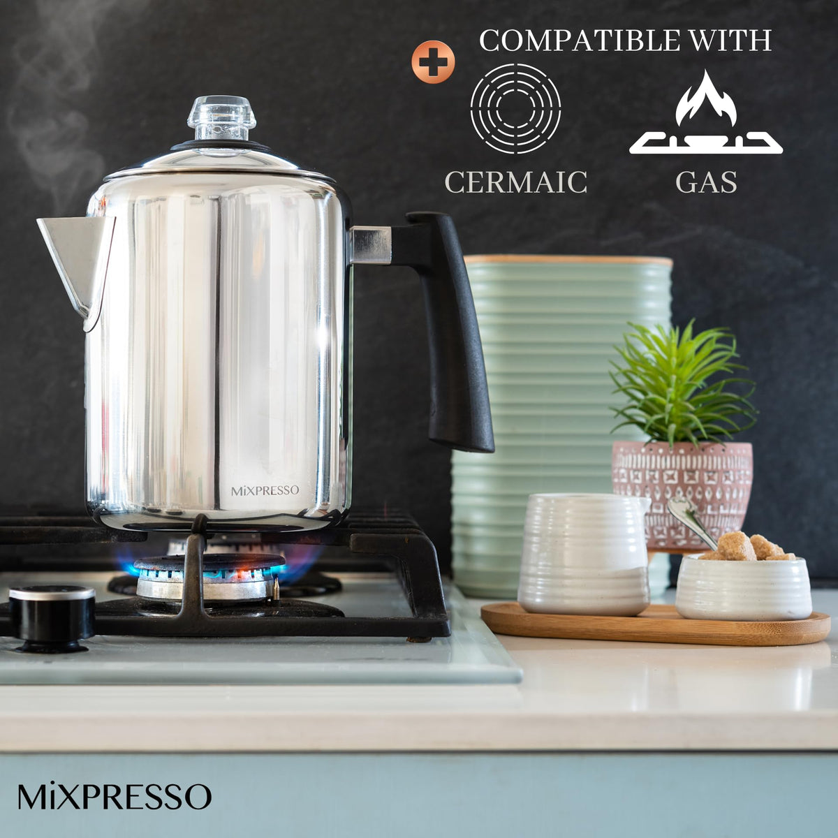 5-8 Cup Stainless Steel Stovetop Coffee Percolator Z4447