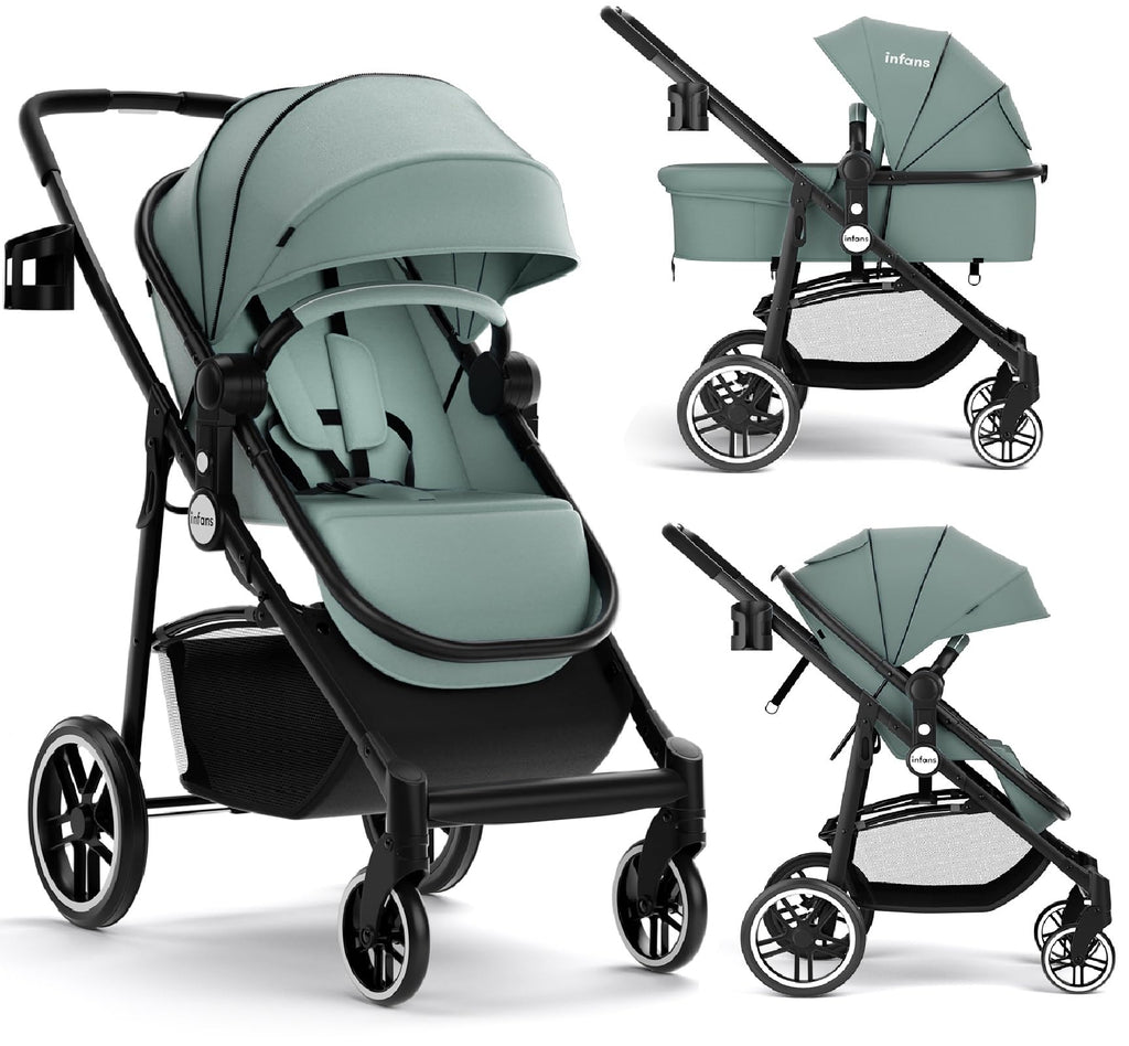 2 in 1 Reversible Bassinet Stroller with Canopy and Storage Basket H26708