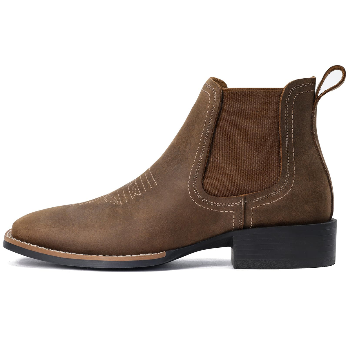 Western Cowboy Boots Square Toe Chelsea Ankle Boots A6590