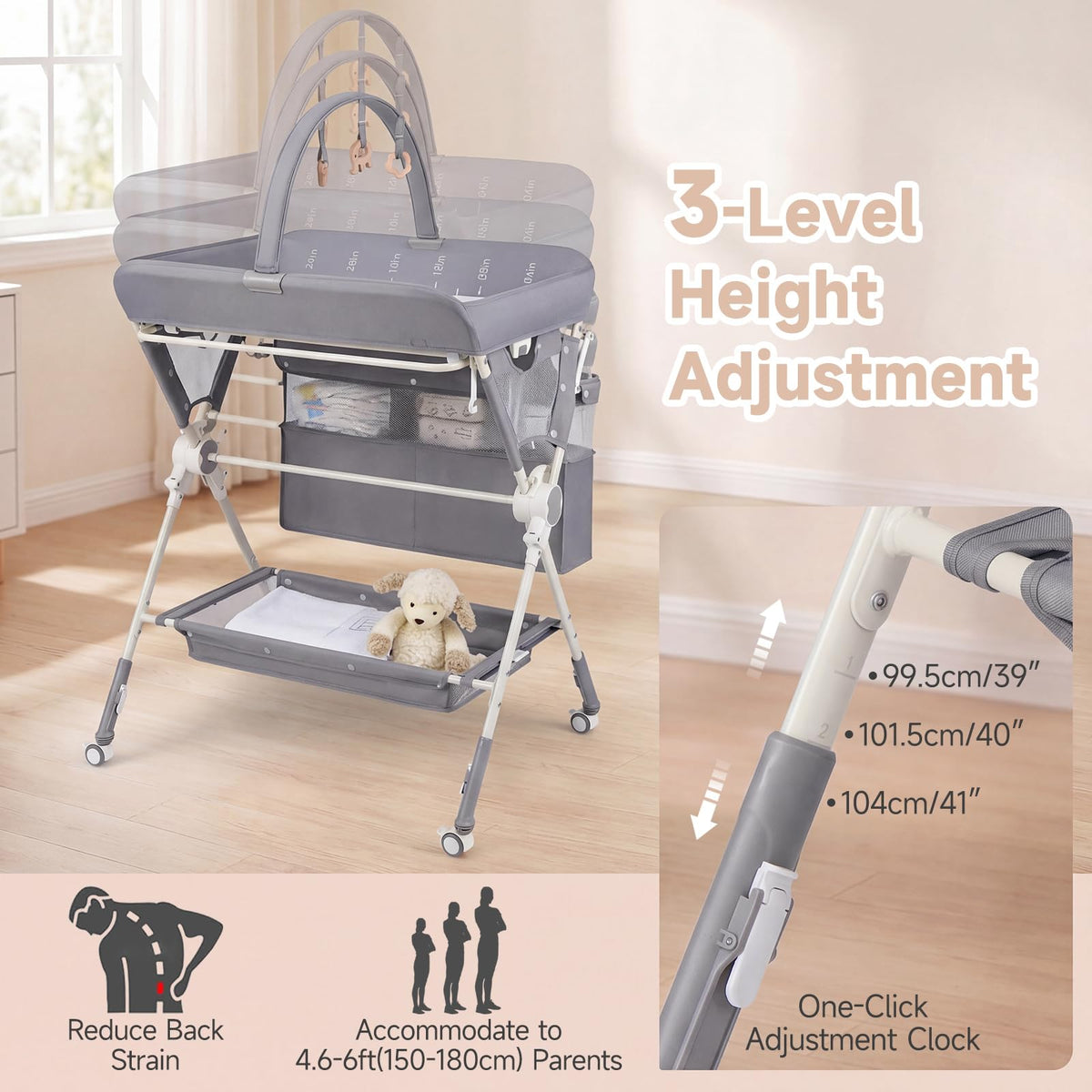 Portable Baby Changing Table with Wheels T20053