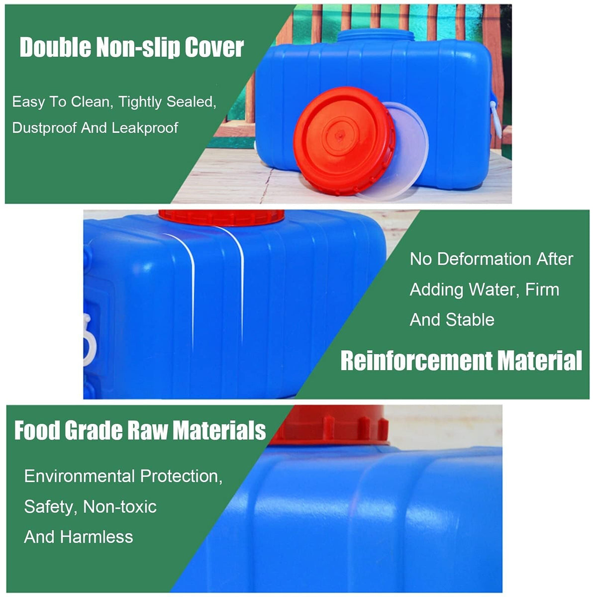 Blue Large Food-Grade Water Storage Container with Lid and Handle B978352