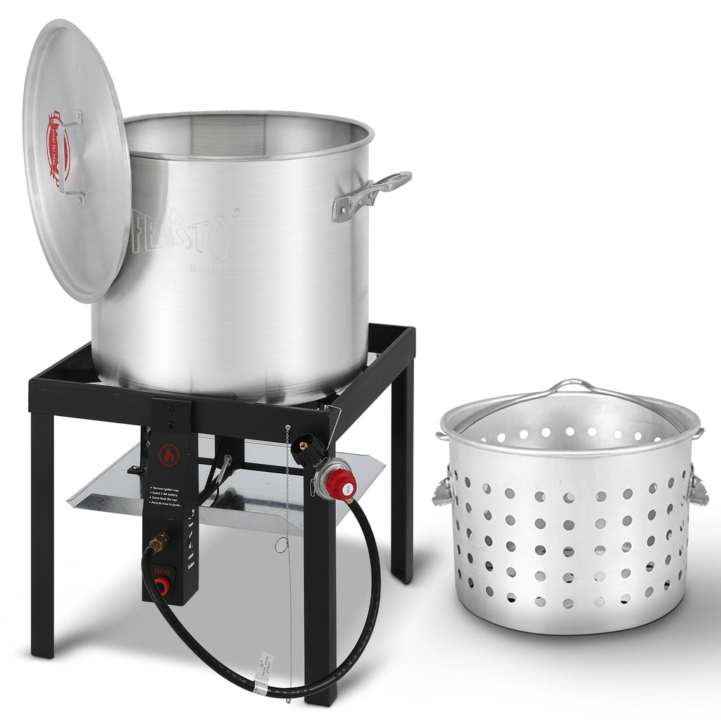 60QT Seafood Boil Pot with Basket and Burner N58277