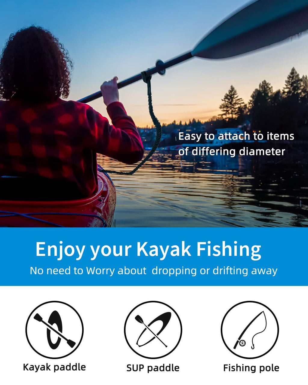 Stretchable Kayak Paddle Leash 4-7ft U2294