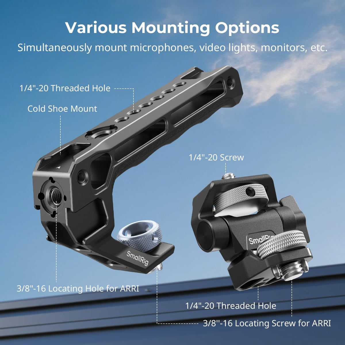 Top Handle & Monitor Mount with 3/8"-16 Locating Holes U682