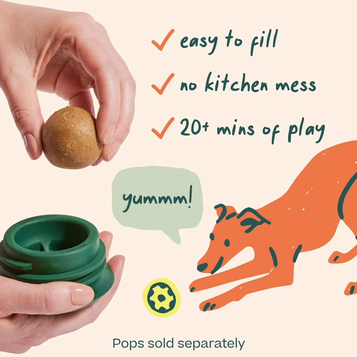 Interactive Dog Ball Toy 25-75 lbs Green B97621