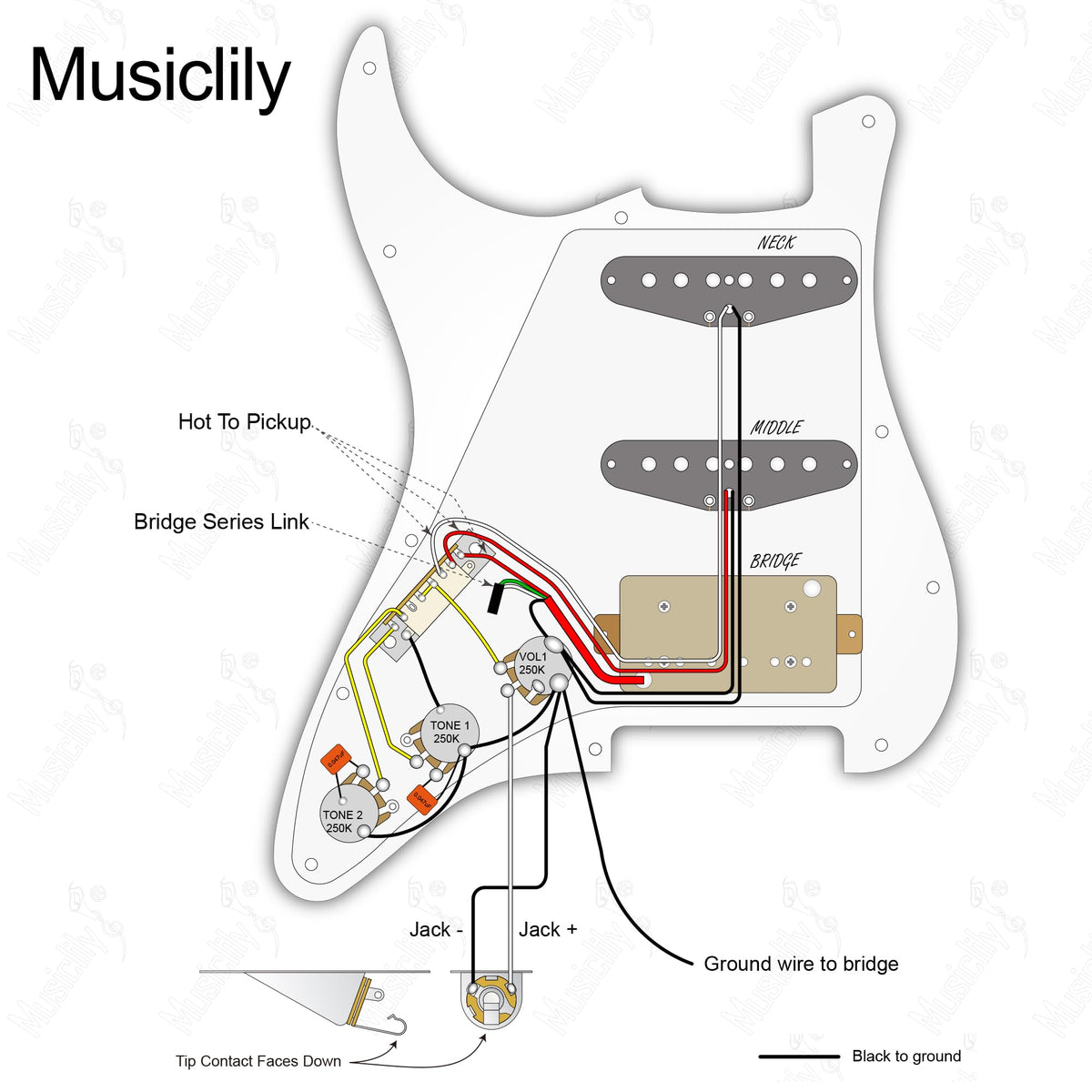 Black Pre-wired HSS Pickguard Set Z643