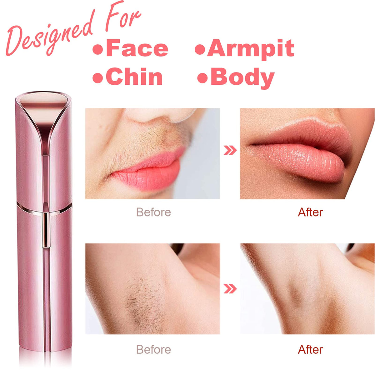 Pink Portable Electric Facial Hair Remover H132
