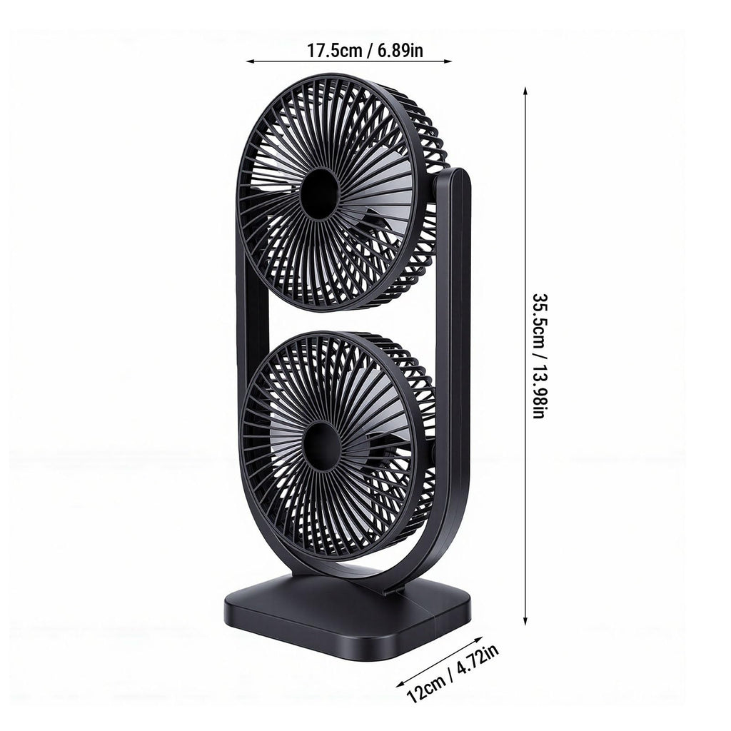 Portable USB Rechargeable 2 in 1 Dual Head Desk Fan E26343