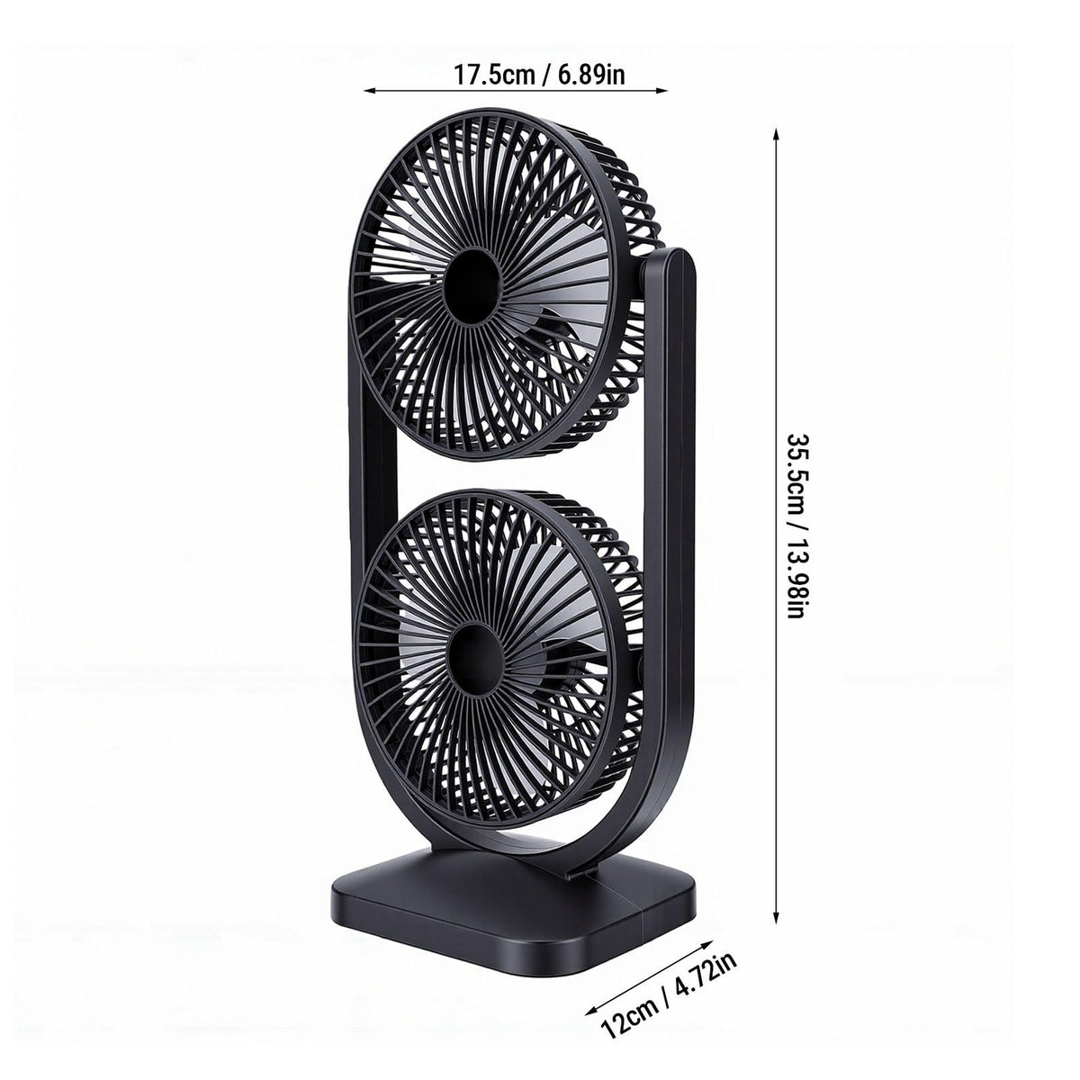 Portable USB Rechargeable 2 in 1 Dual Head Desk Fan E26343