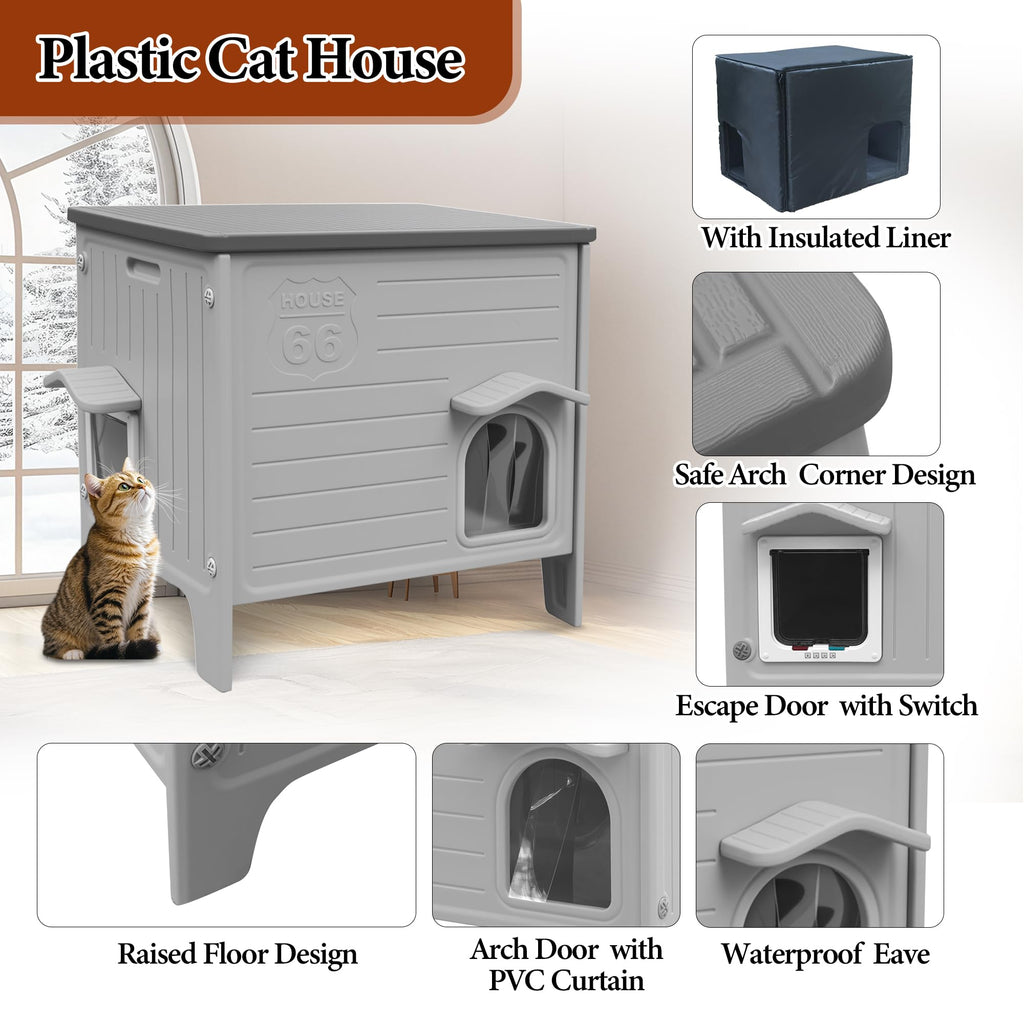 Insulated Outdoor Weatherproof Plastic Cat House X953247