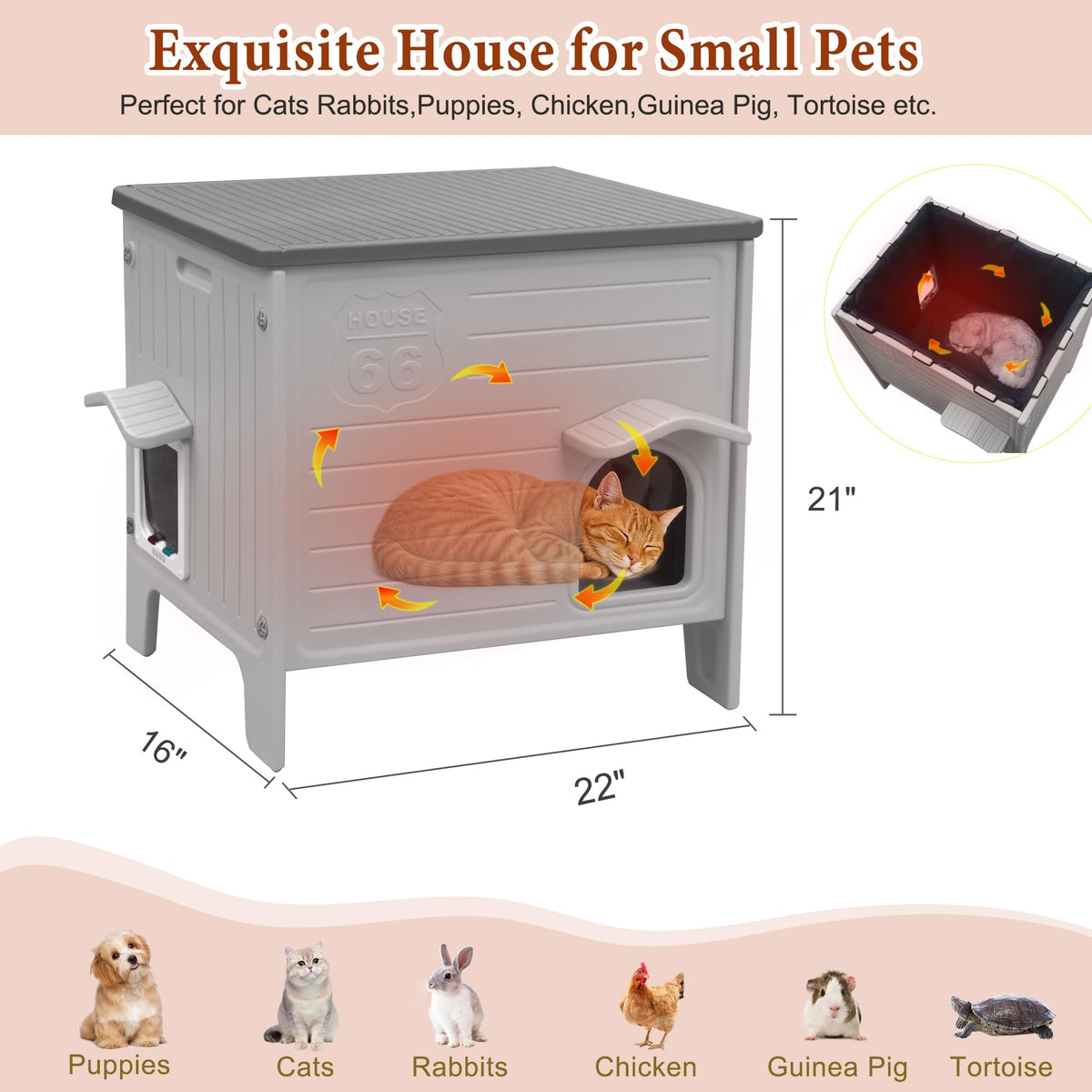 Insulated Outdoor Weatherproof Plastic Cat House X953247