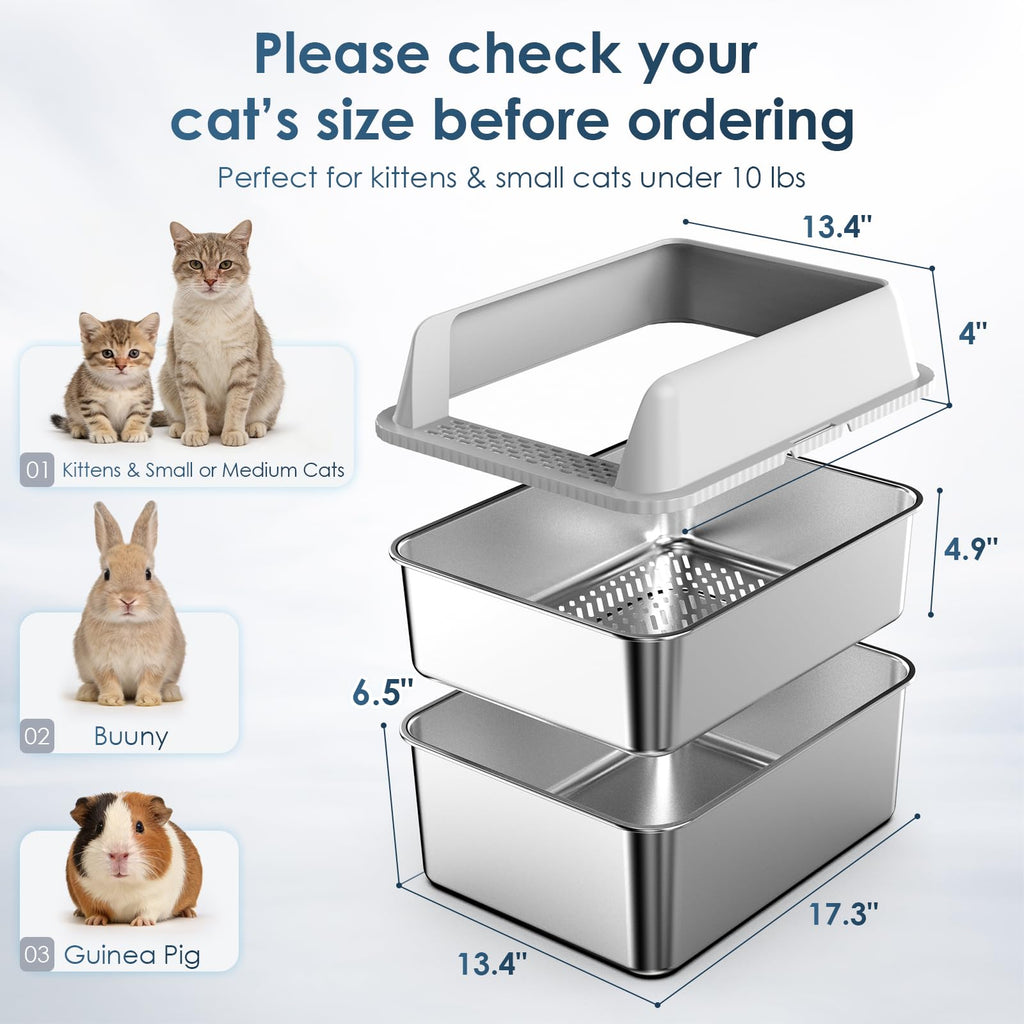 Enclosed Stainless Steel Sifting Litter Box Y56186