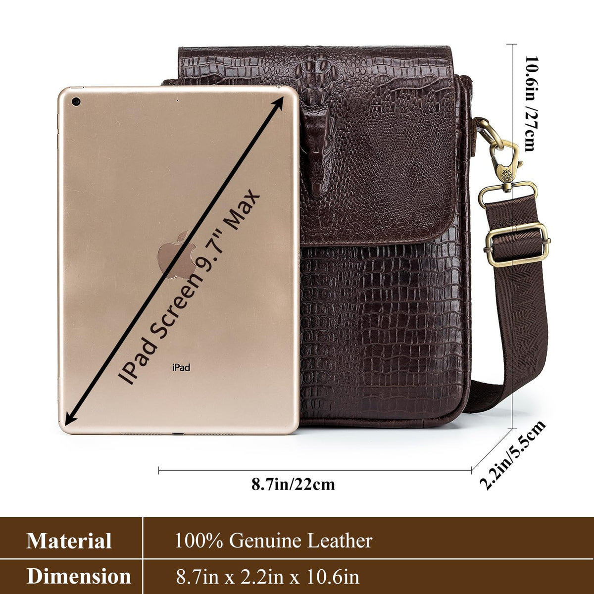 Leather Crocodile Embossed Messenger Bag U34410