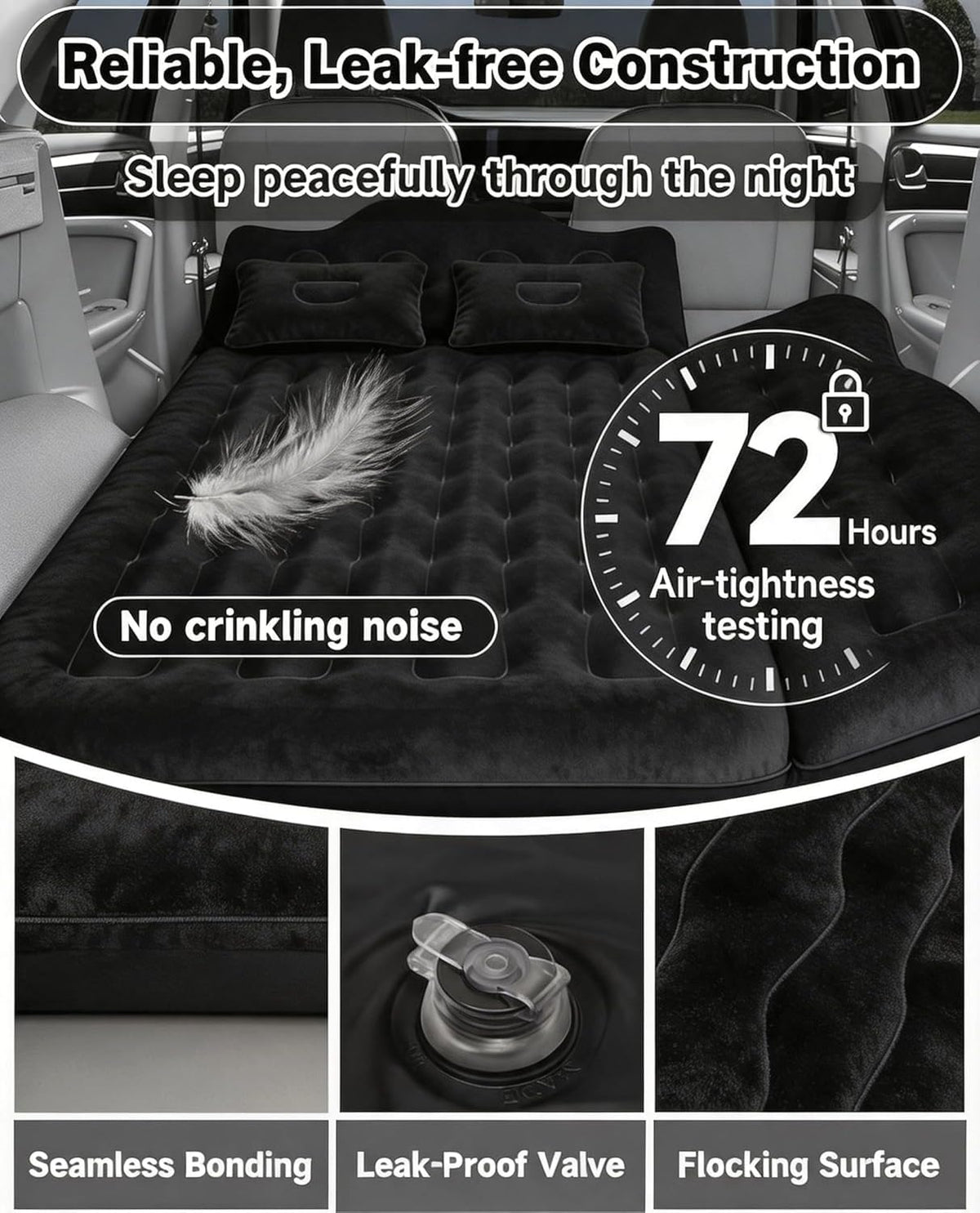 Inflatable Car Air Mattress with Pump & Pillows F302