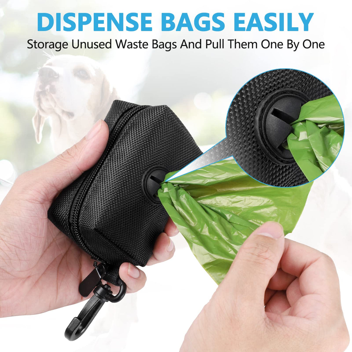 Black Dog Poop Bag Dispenser with Leash Clip T967303
