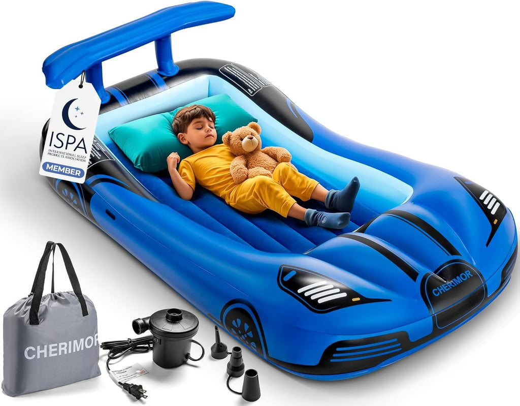 Inflatable Toddler Travel Bed with Safety Bumpers & Auto Pump V903